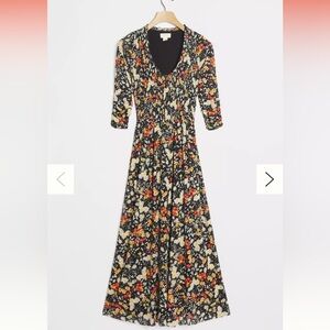 NWOT Anthropologie Black Floral Maxi Dress Maeve Omya